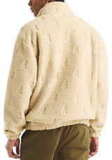 Nautica Mens Embossed Boat Sherpa 1/4 Zip Sweater
