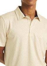 Nautica Mens Printed Crab Geo Golf Short Sleeve Polo Shirt