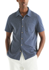 Nautica Mens Brick Pattern Short Sleeve Button Down Shirt
