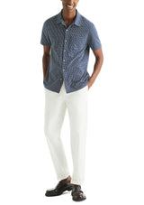 Nautica Mens Brick Pattern Short Sleeve Button Down Shirt