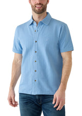 Nautica Mens Seersucker Knit Button Down Shirt