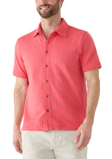 Nautica Mens Seersucker Knit Button Down Shirt
