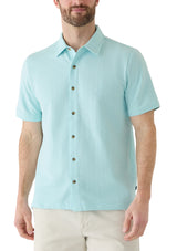 Nautica Mens Seersucker Knit Button Down Shirt