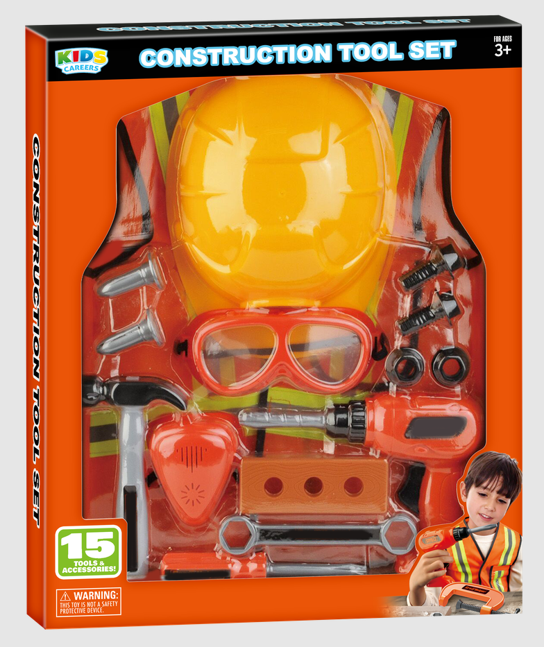 Kids Careers 15-Piece Construction Dress Up Tool Play Set