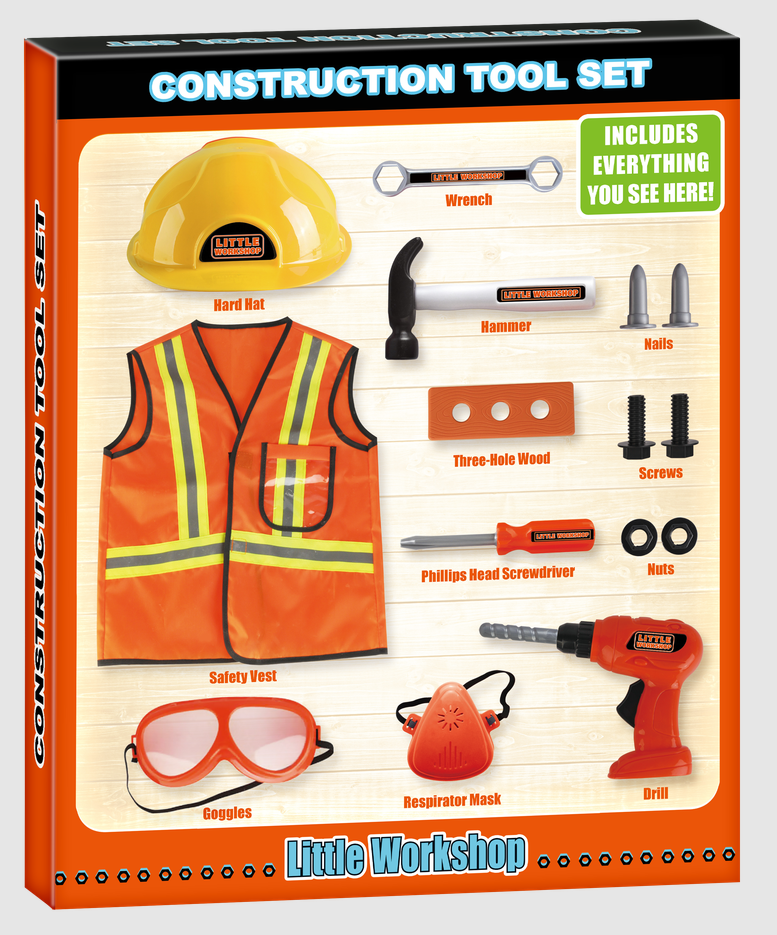 Kids Careers 15-Piece Construction Dress Up Tool Play Set