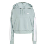 adidas Womens Essentials 3-Stripes French Terry Quarter-Zip Hoodie Jacket