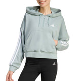 adidas Womens Essentials 3-Stripes French Terry Quarter-Zip Hoodie Jacket