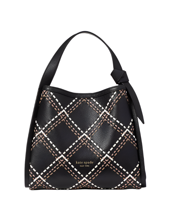 Kate Spade Knott Plaid Stitched Medium Tote Handbag