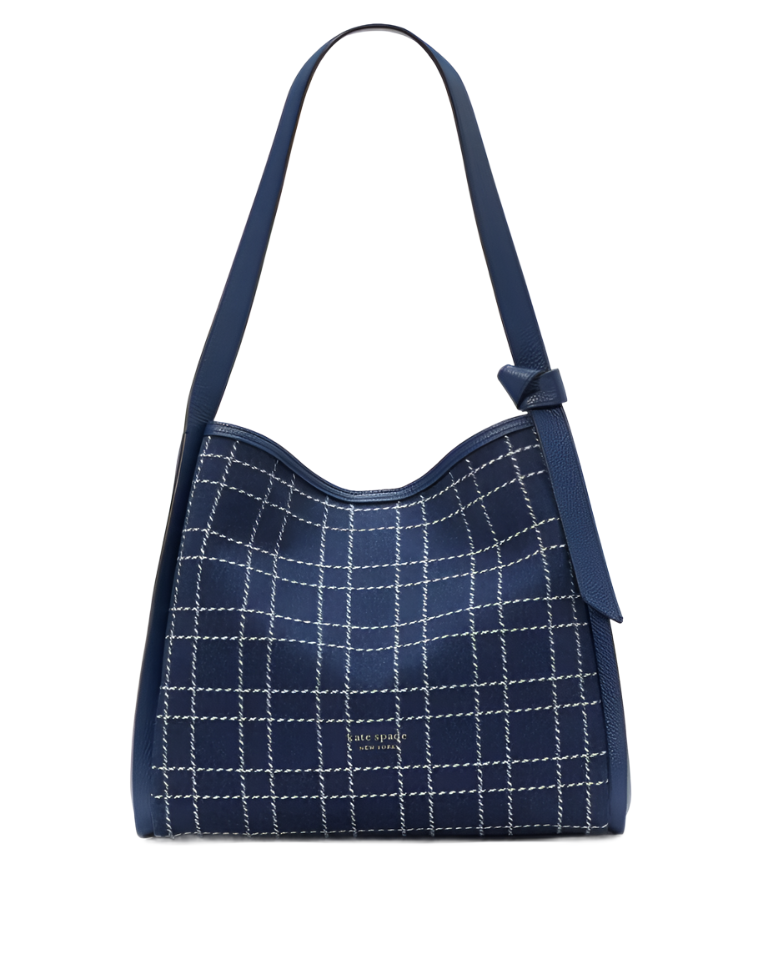 Kate Spade Knott Denim Check Large Shoulder Handbag – ShopCGX