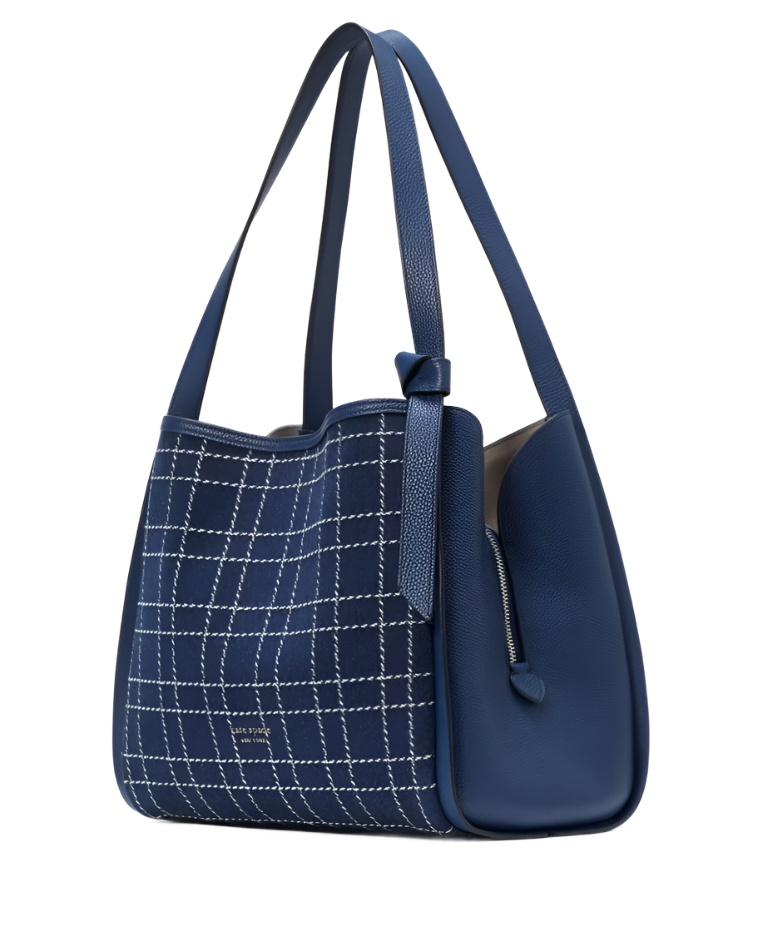 Kate Spade Knott Denim Check Large Shoulder Handbag – ShopCGX