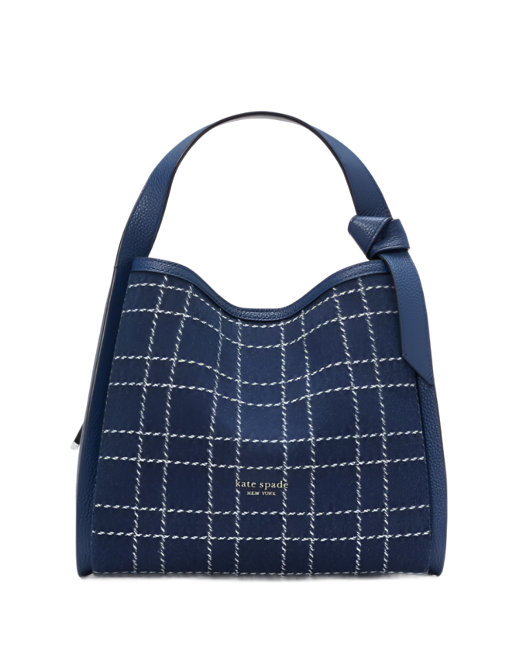 Kate Spade Knott Denim Check Medium Crossbody Tote Handbag