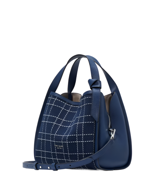 Kate Spade Knott Denim Check Medium Crossbody Tote Handbag