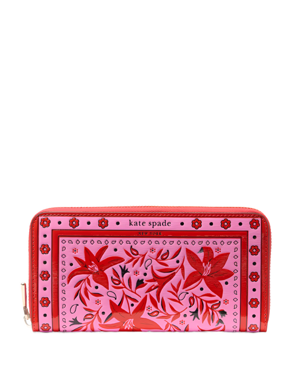 Kate Spade Morgan Bandana Embroidered Saffiano Zip Around Wallet