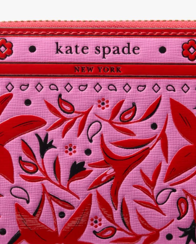 Kate Spade Morgan Bandana Embroidered Saffiano Zip Around Wallet