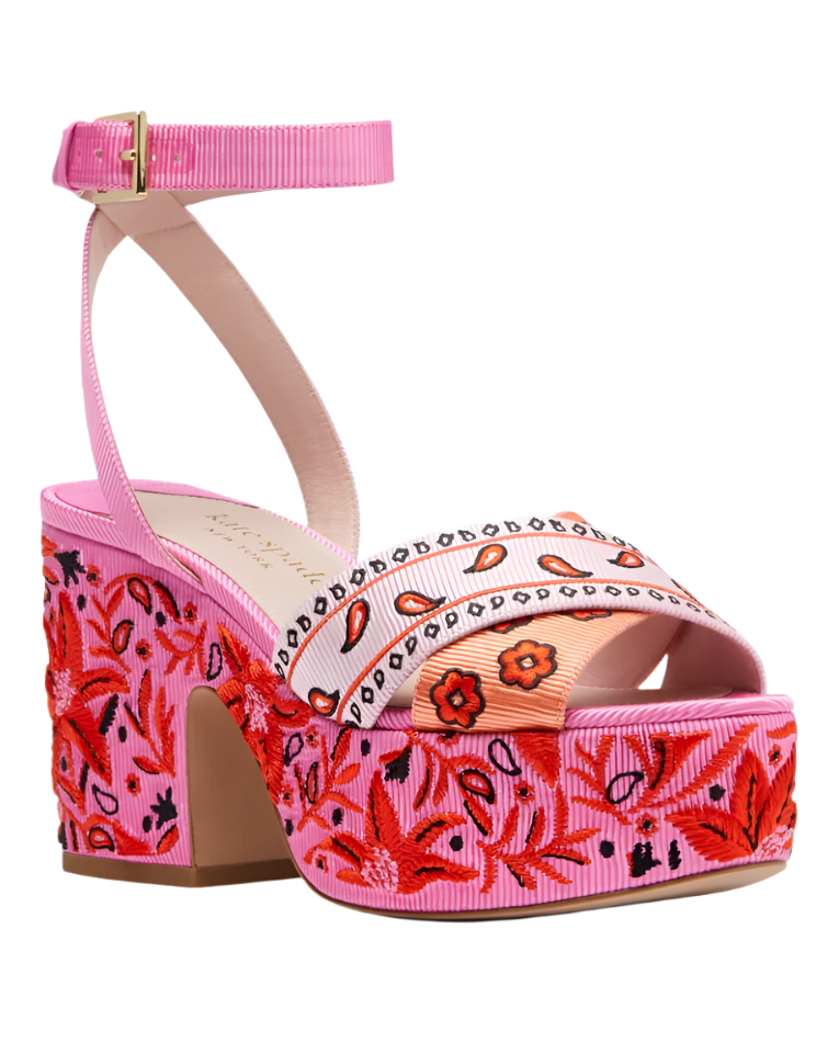 Kate Spade Womens Rio Bandana Patchwork Platform Sandals