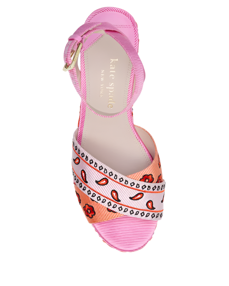 Kate Spade Womens Rio Bandana Patchwork Platform Sandals