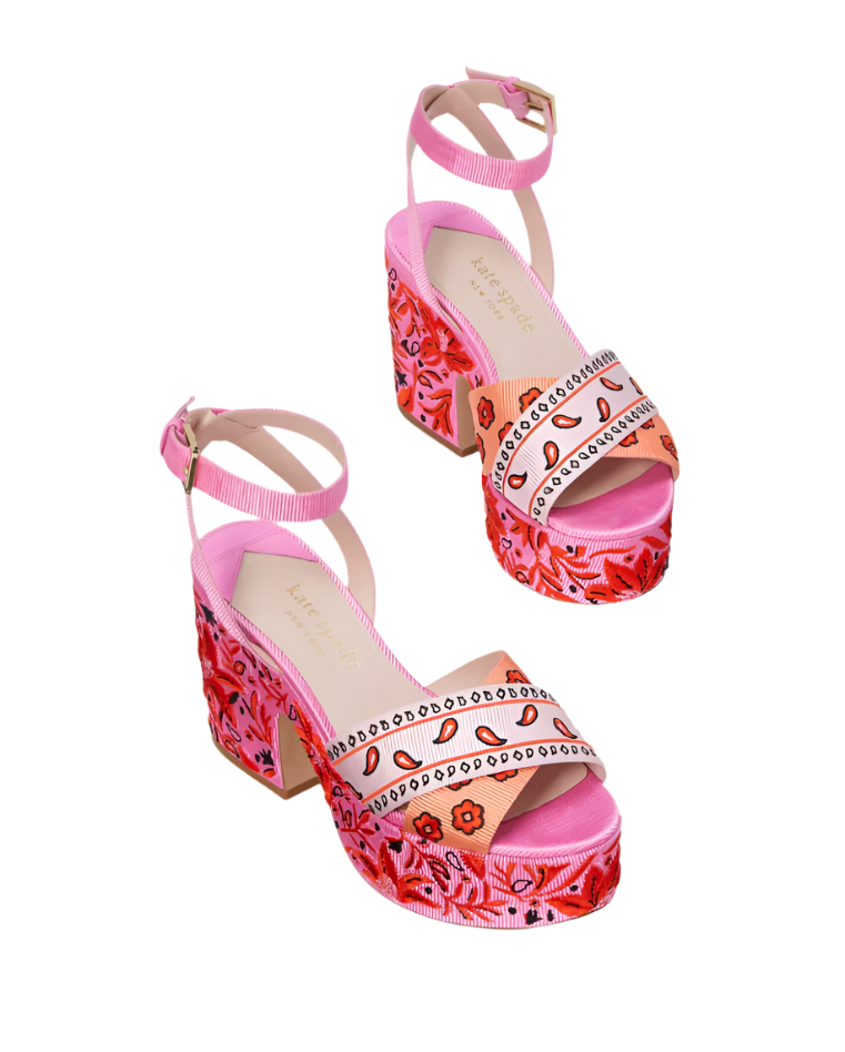 Kate Spade Womens Rio Bandana Patchwork Platform Sandals