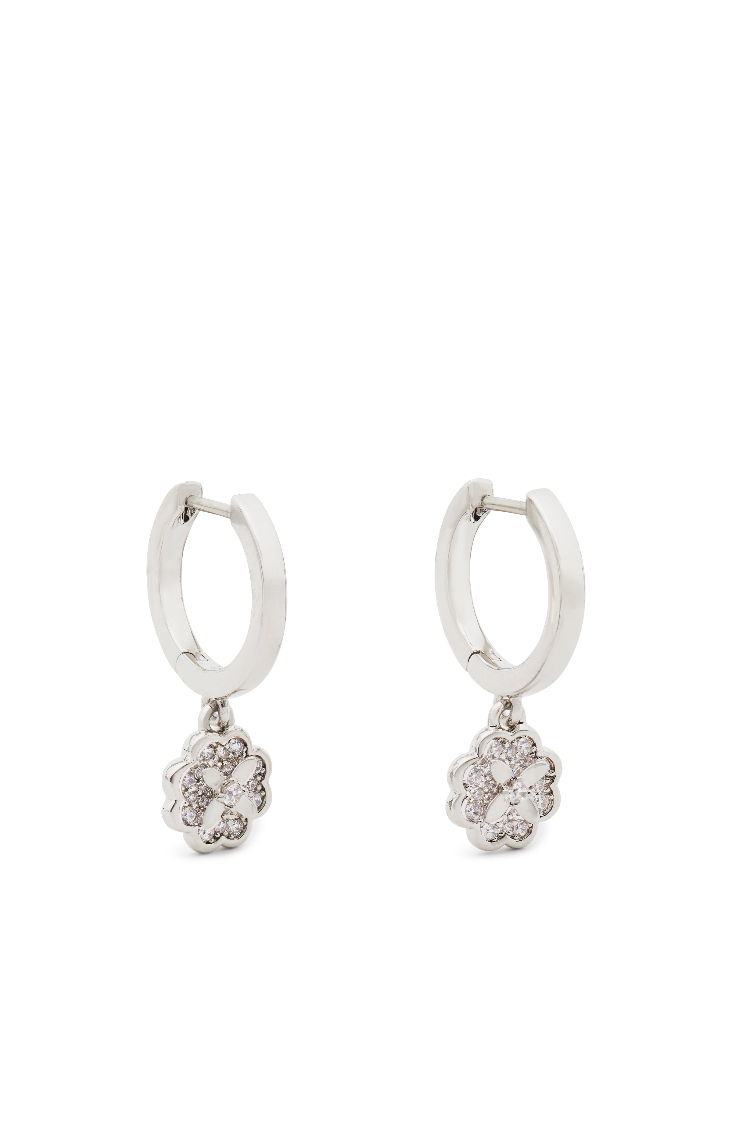 Kate Spade Heritage Bloom Silver Huggie Drop Earrings – ShopCGX