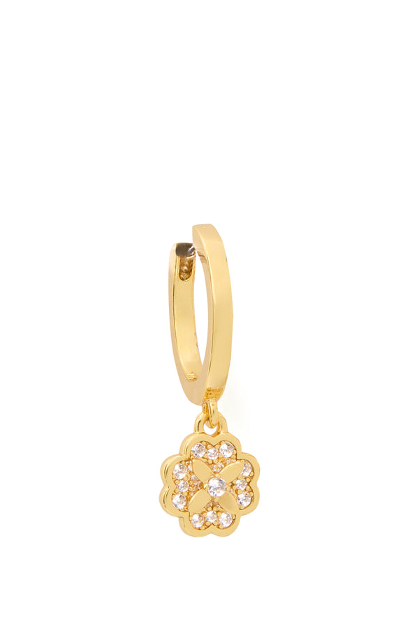 Kate Spade Heritage Bloom Gold Huggie Drop Earrings