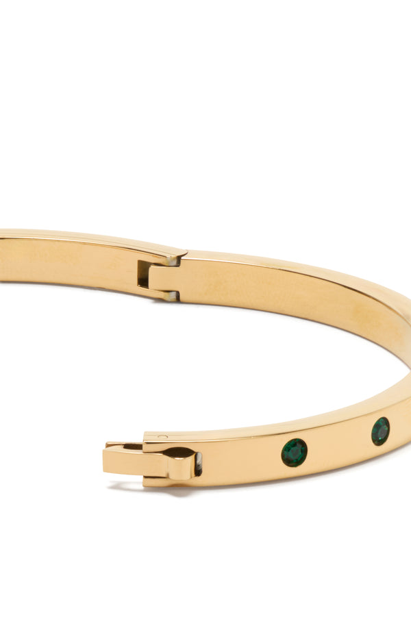 Kate Spade Set In Stone Emerald Hinged Bangle Bracelet