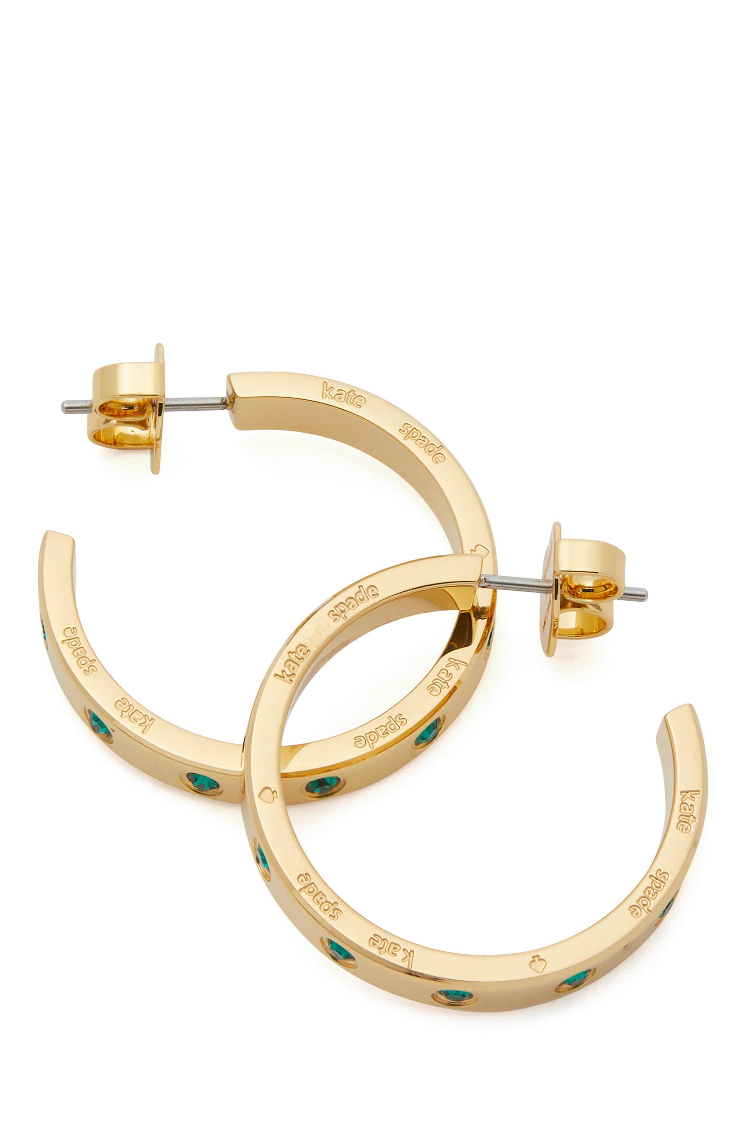 Kate Space Set In Stone Emerald Hoop Earrings