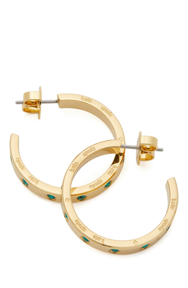 Kate Spade Set In Stone Emerald Hoop Earrings