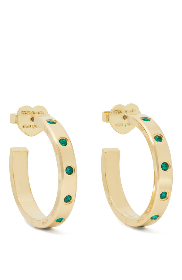 Kate Space Set In Stone Emerald Hoop Earrings