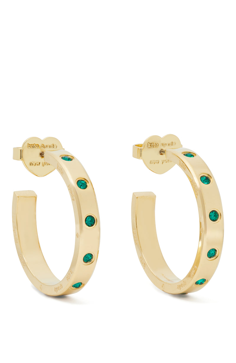 Kate Space Set In Stone Emerald Hoop Earrings