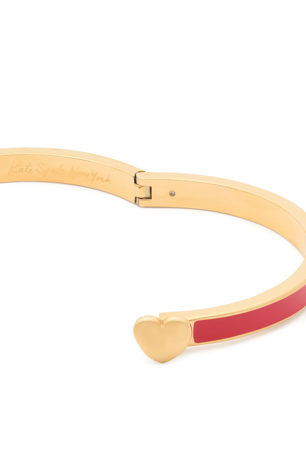 Kate Spade Heart You Enamel Hinged Bangle Bracelet - Gold & Red-Toned