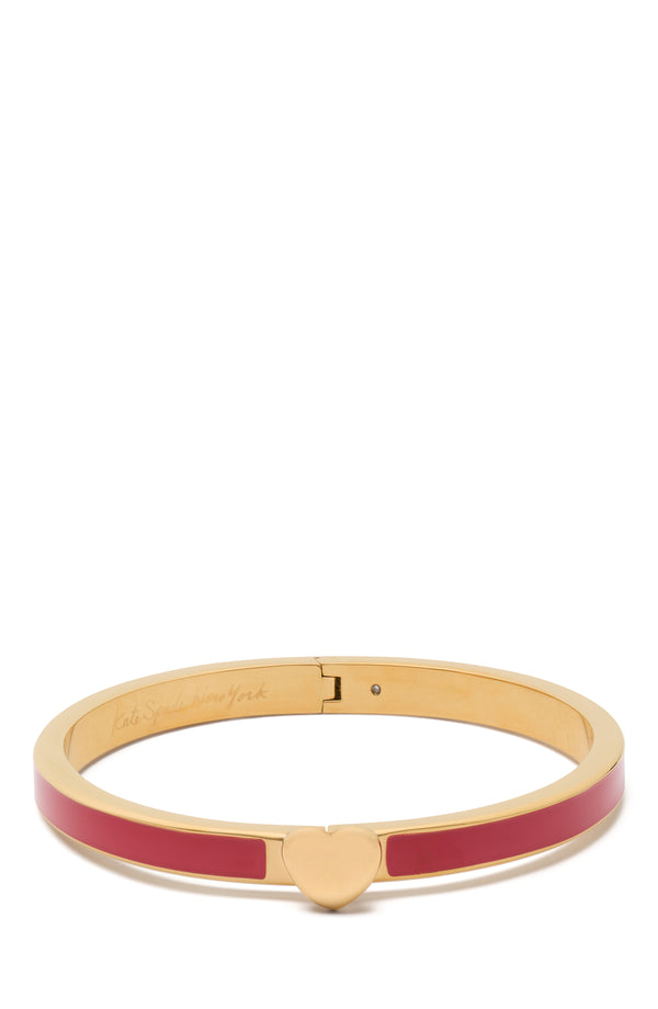 Kate Spade Heart You Enamel Hinged Bangle Bracelet - Gold & Red-Toned