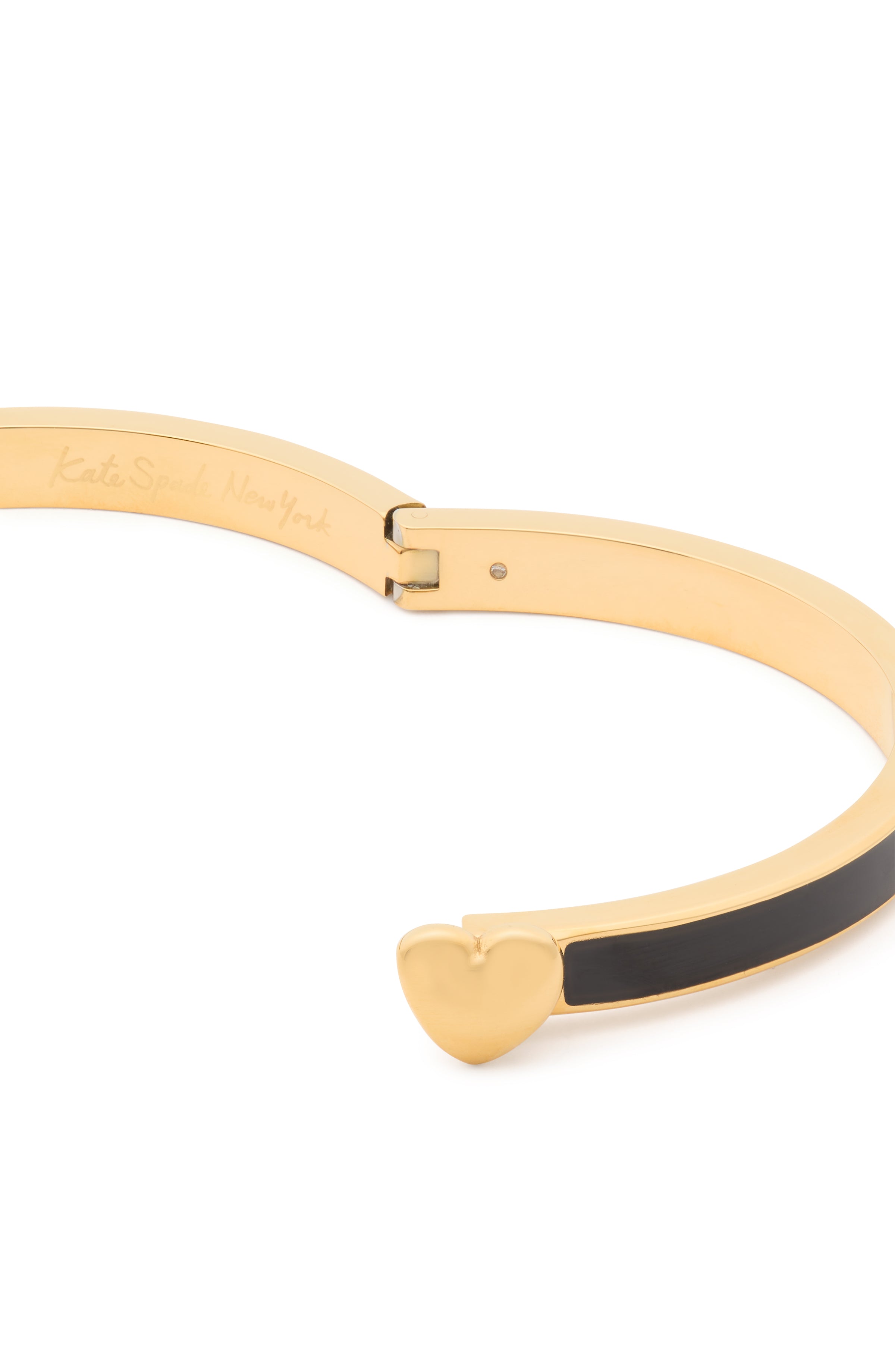 Kate Spade Heart You Enamel Hinged Bangle Bracelet - Gold & Black-Toned