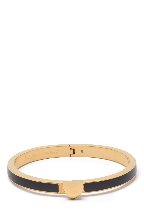 Kate Spade Heart You Enamel Hinged Bangle Bracelet - Gold & Black-Toned