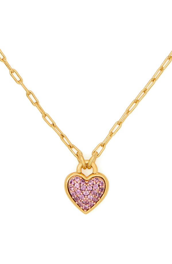 Kate Spade With All My Heart Pave Pendant Necklace - Gold & Pink-Toned