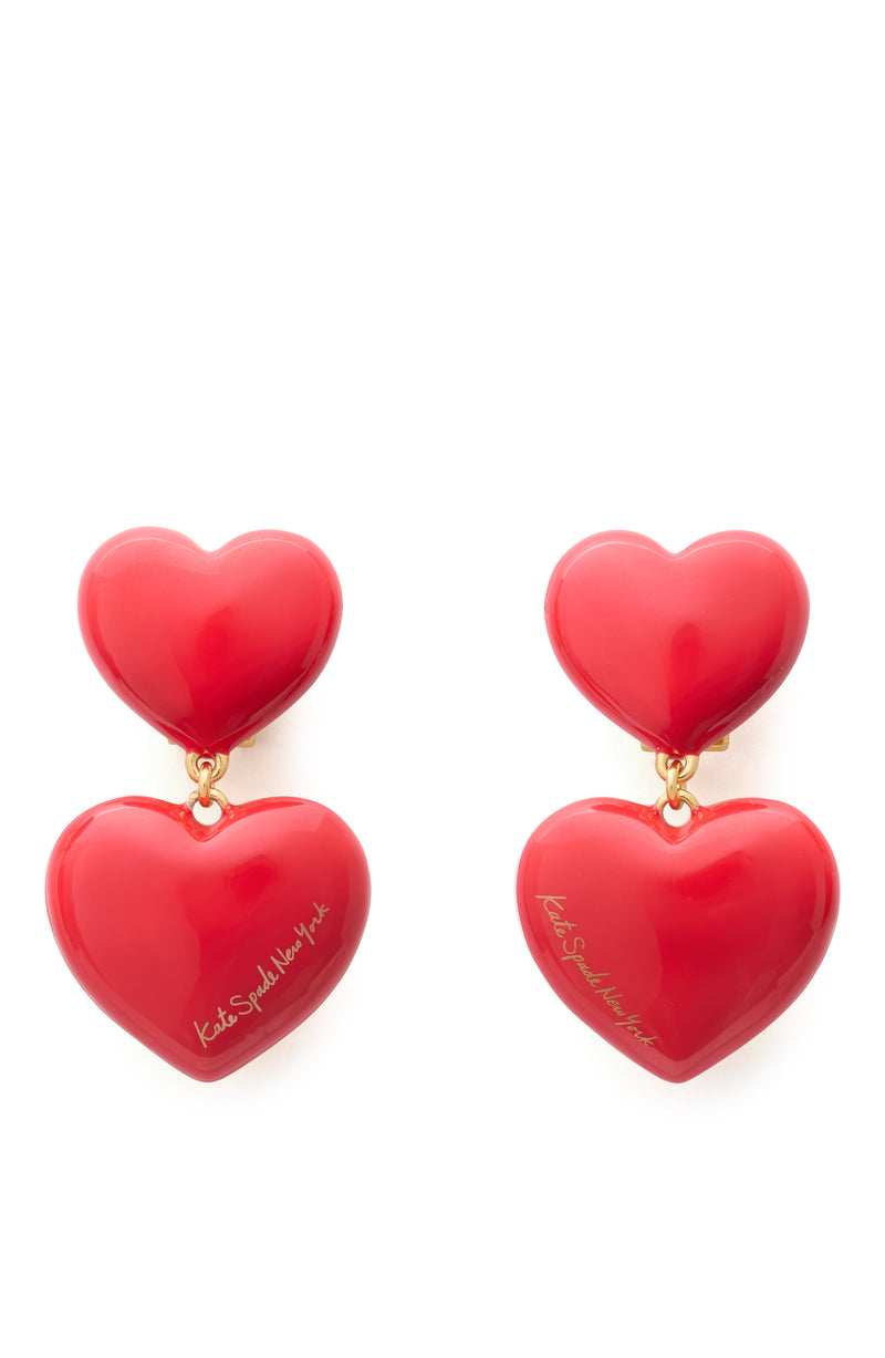 Kate Spade Heart You Double Drop Earrings - Red