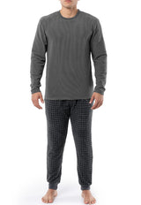 Van Huesen Mens Long Sleeve 2-Piece Fleece Sleep Set