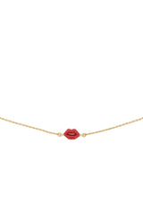 Kate Spade Caviar And Crimson Lips Line Bracelet