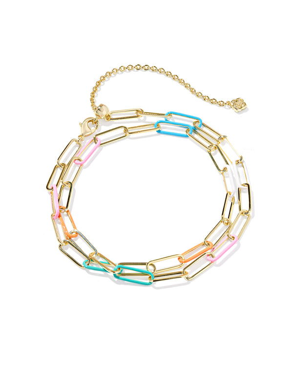 Kendra Scott Ainsley Convertible Gold & Enamel Chain Necklace