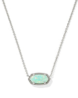 Kendra Scott Elisa Green Kyocera Opal Silver Short Pendant Necklace
