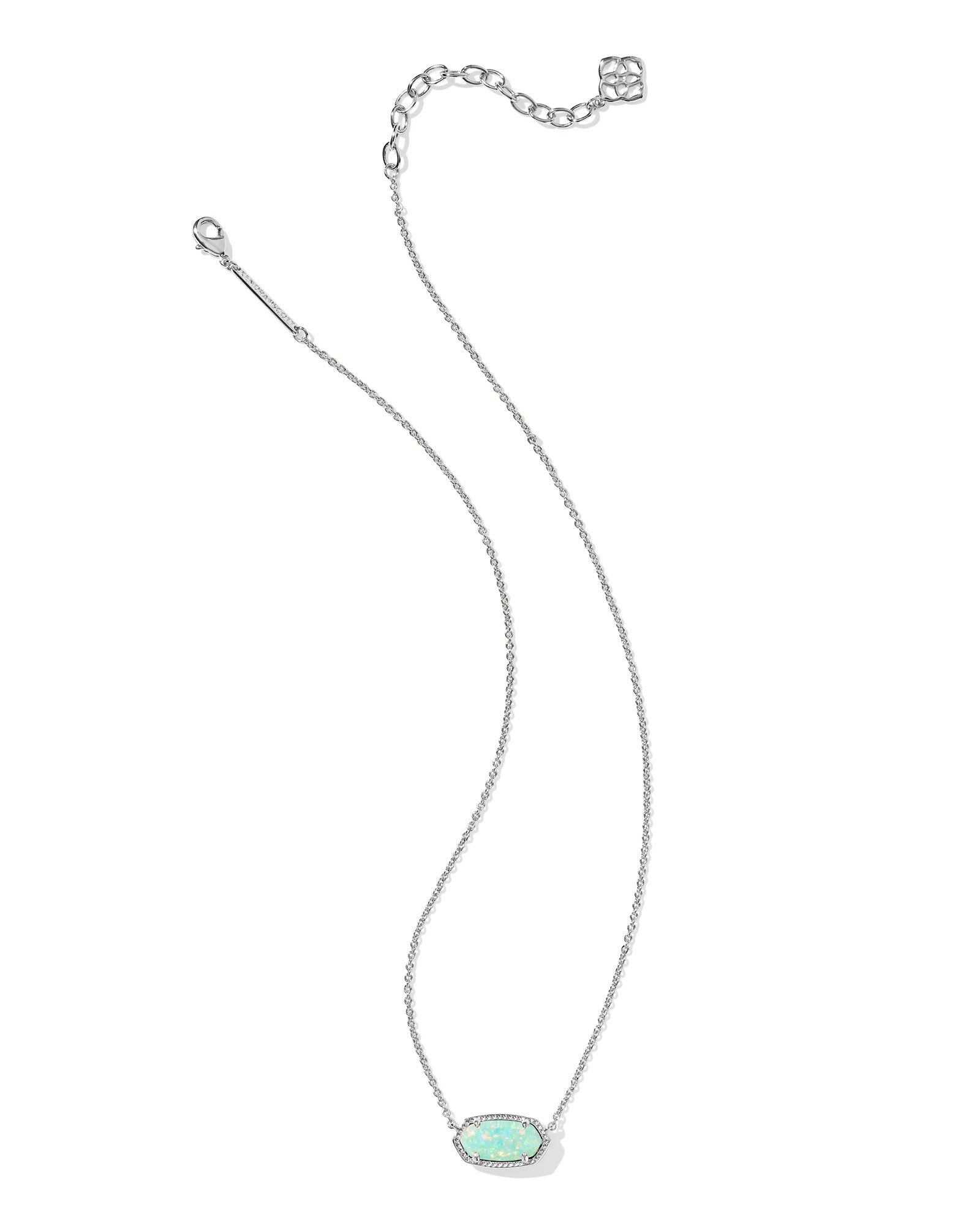 Kendra Scott Elisa Green Kyocera Opal Silver Short Pendant Necklace