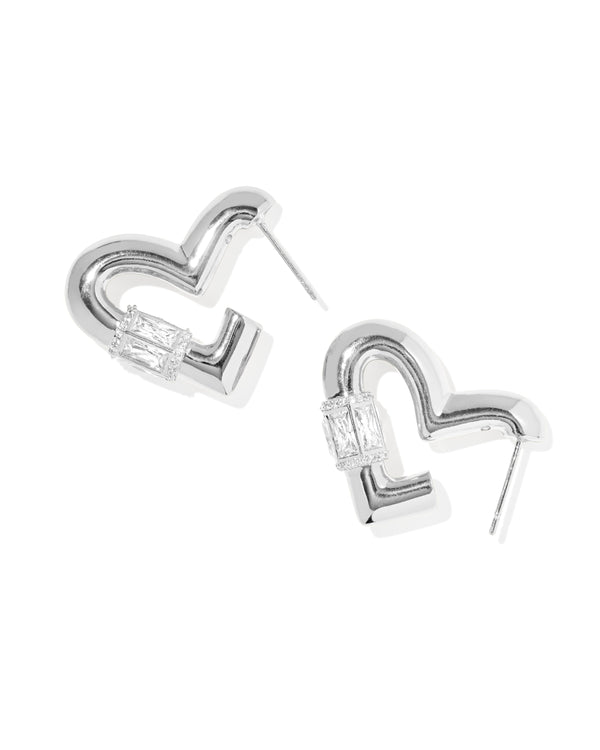 Kendra Scott Emery Heart Silver Hoop Earrings