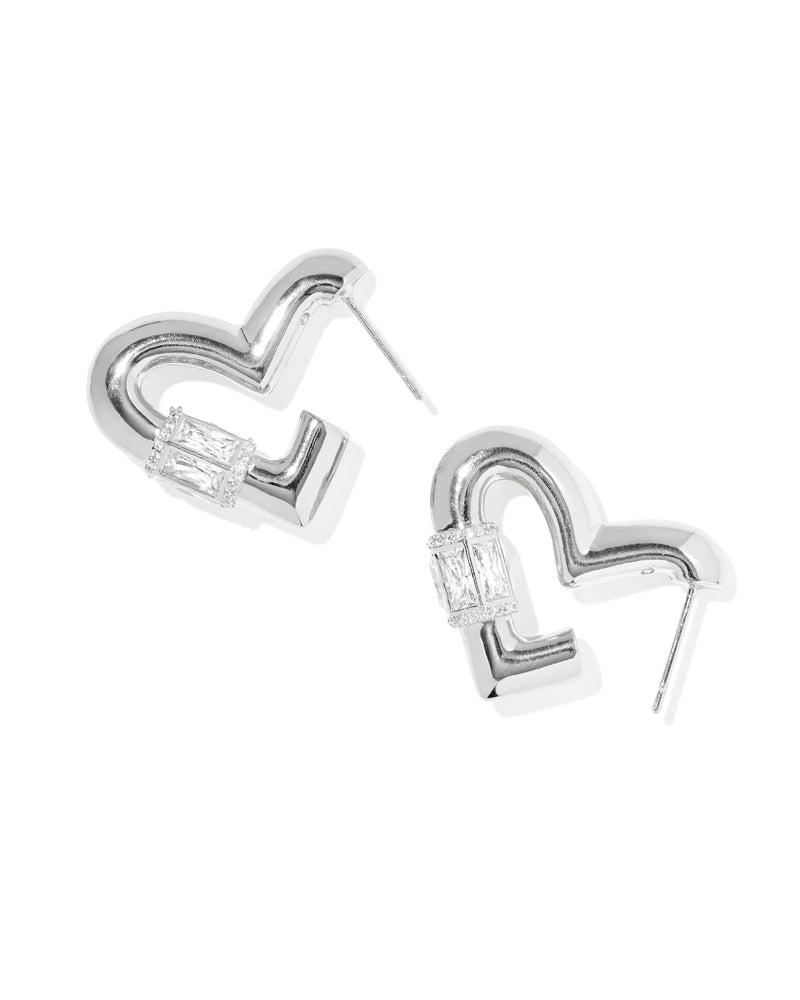 Kendra Scott Emery Heart Silver Hoop Earrings