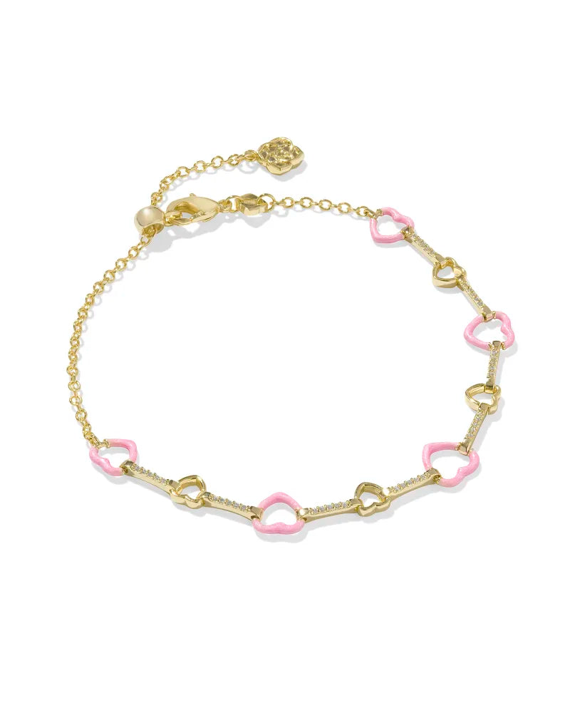 Kendra Scott Haisley Heart Delicate Chain Bracelet - Gold & Pink-Toned