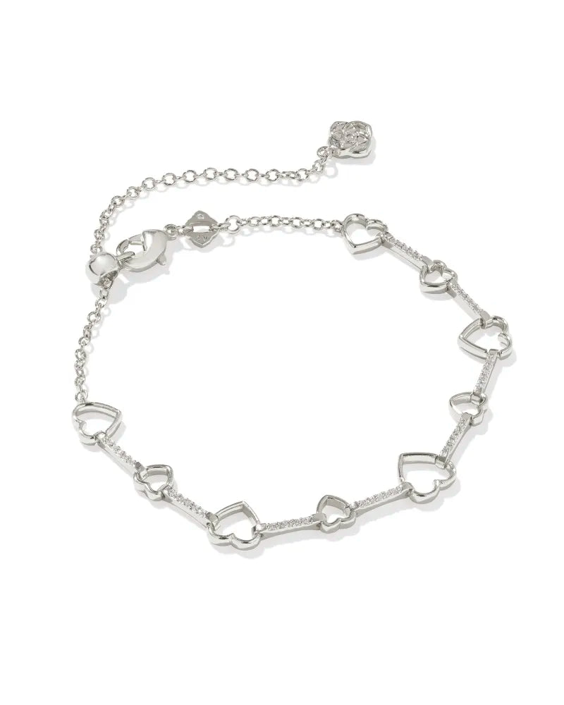 Kendra Scott Haisley Heart Delicate Chain Bracelet - Silver & Pink-Toned