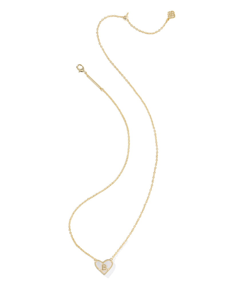 Kendra Scott Heart Letter B Gold Ivory Mother of Pearl Short Pendant Necklace