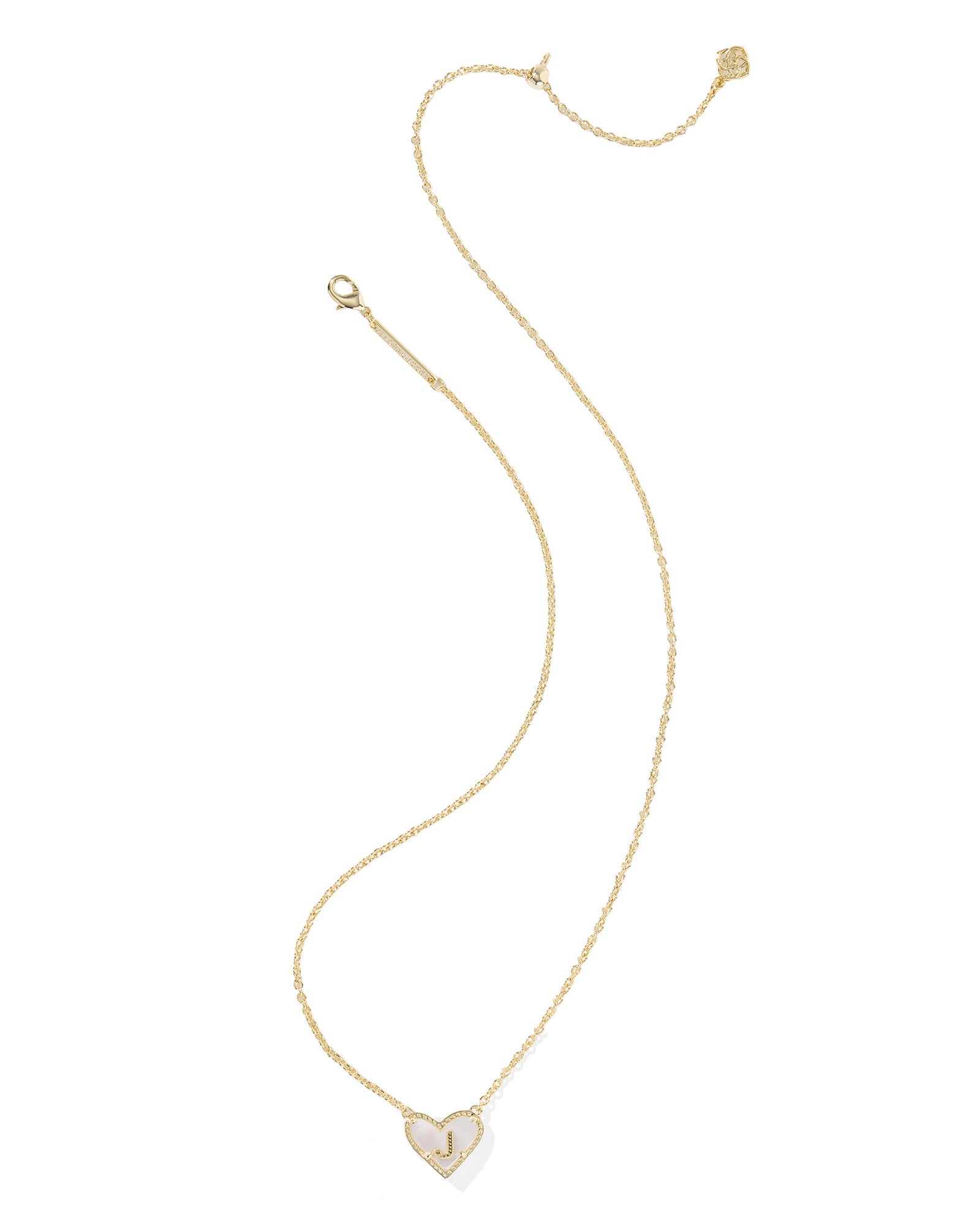 Kendra Scott Heart Letter J Gold Ivory Mother of Pearl Short Pendant Necklace