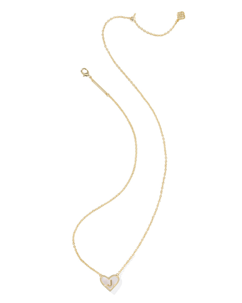 Kendra Scott Heart Letter J Gold Ivory Mother of Pearl Short Pendant Necklace