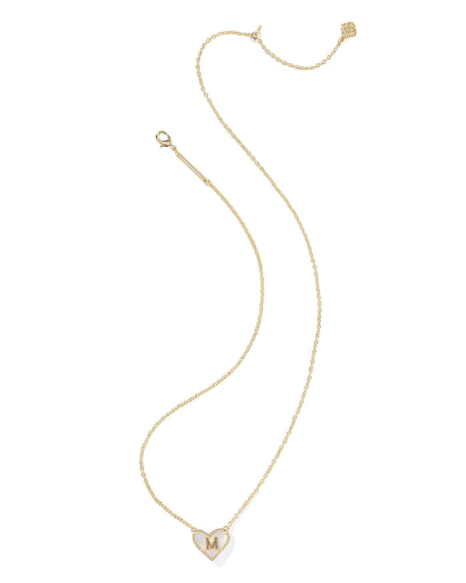 Kendra Scott Heart Letter M Gold Ivory Mother of Pearl Short Pendant Necklace
