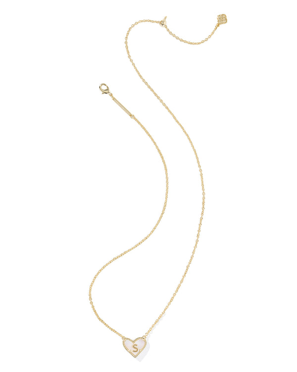 Kendra Scott Heart Letter S Gold Ivory Mother of Pearl Short Pendant Necklace