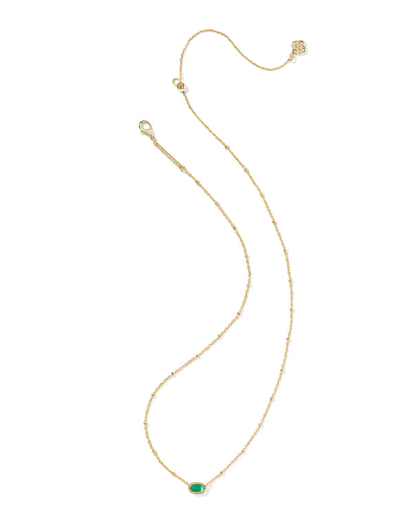 Kendra Scott Mini Elisa Emerald Cats Eye Glass Satellite Short Pendant Necklace