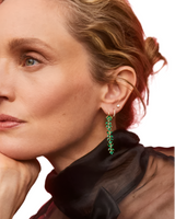Kendra Scott Rosalie Green Crystal Gold Linear Earrings